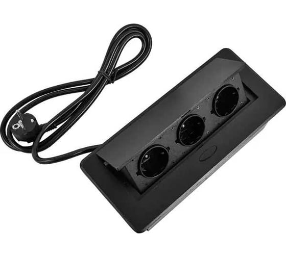 Удлинитель встраиваемый настольный SkyBeam скрытной установки, металлический корпус, механический привод, 3 розетки 16A, 220V-250V, 3G*1.5mm², 2 метра 1032 1