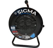 Удлинитель на пластиковой катушке Sigma IP44 c заземлением (ПВС 3*2,5) 230 В /16А /3500 Вт 30 метров 100054