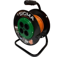 Удлинитель на пластиковой катушке SIGMA c заземлением (ПВС 3*1,0) 230 В /10А /2200 Вт 50 метров 100049