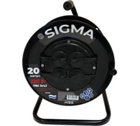 Удлинитель на пластиковой катушке SIGMA c заземлением (ПВС 3*1,5) 230 В /10А /2200 Вт 20 метров 100050