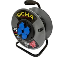 Удлинитель на металлической катушке SIGMA IP44 c заземлением (ПВС 3*1,5) 230 В /16А /3500 Вт 20 метров 100056