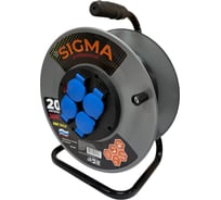Удлинитель на металлической катушке SIGMA IP44 c заземлением (ПВС 3*2,5) 230 В /16А /3500 Вт 20 метров 100059