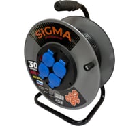 Удлинитель на металлической катушке SIGMA IP44 c заземлением (ПВС 3*2,5) 230 В /16А /3500 Вт 30 метров 100060