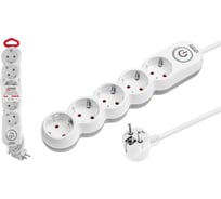 Удлинитель LEIDEN ELECTRIC 5 м 5 розеток 3, 5 кВт с заземлением и выключателем 805040 ЦЗ-0635390406