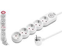 Удлинитель LEIDEN ELECTRIC сетевой 5 м 5 розеток 2, 2 кВт с заземлением и выключателем 805050 ЦЗ-2157563659