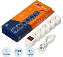 Сетевой фильтр BigTech ST516-1,5-W(5р/1,5м/16А/3,5кВт/3х1 мм2/белый) 2105957