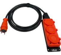 Удлинитель KNS серии MAX COLOR с заземлением КГтп-ХЛ 3х2, 5 мм 3 розетки IP54 ГОСТ цвет оранжевый 3 м KNS-MAX-COLOR-SH-KG-325-3-54-3-ORANGE