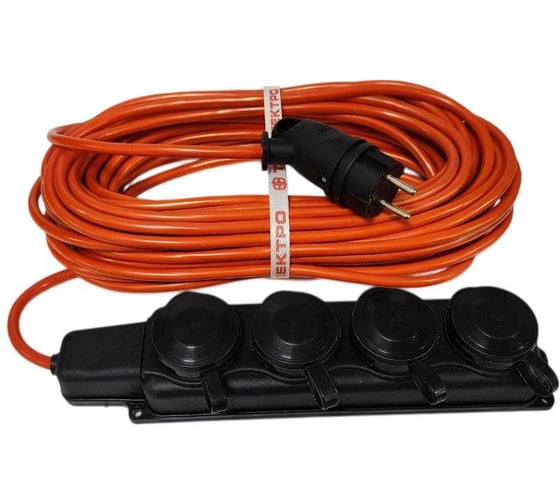 Удлинитель ТОРЭЛЕКТРО ПВС, 3500 Вт, на колодке 4 гнезда, 50м, с заземлением, IP44 1664