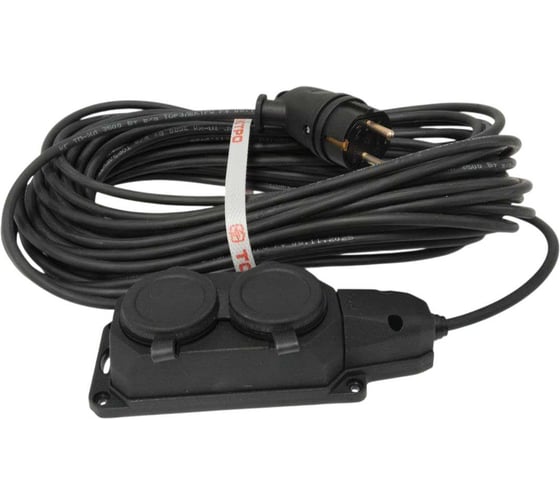 Удлинитель силовой ТОРЭЛЕКТРО КГ, 3500 Вт, на колодке 2 гнезда, 25м, IP44, с заземлением 1980