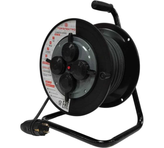 Удлинитель силовой ТОРЭЛЕКТРО КГ 4000 Вт, на катушке, 45м, IP44, без заземления, с термовыключателем 2091