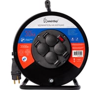 Удлинитель на катушке SMARTBUY 4 гнезда 30м с заземлением и предохранителем КГ 3*2,5 16А/3,5кВт IP44 SBE-16KG-4-30-Z