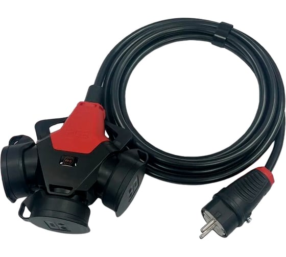 Удлинитель KNS серии MAX PRO с заземлением КГтп-ХЛ 3х2,5 мм 3 гнездa IP44 ГОСТ 7 м KNS-MAX-PRO-SH-KG-325-3-44-7