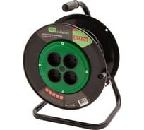 Силовой удлинитель на кабельной катушке СИБРТЕХ 4 розетки без заземления, ПВС, 30м, 2200 Вт/10А, тип УХ10 95843