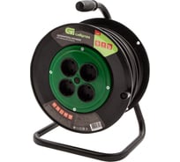 Силовой удлинитель на кабельной катушке СИБРТЕХ 4 розетки без заземления, ПВС, 50м, 2200 Вт (10А), тип УХ10 95855