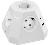Сетевой фильтр AGNI пирамида 5 розеток, 2 метра, 2 USB-A+2 USB-C, белый TP-VH4U5E-PD TP-VH4U5E-PD2-2m-white