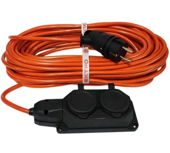 Удлинитель ТОРЭЛЕКТРО ПВС, 2200 Вт, на колодке, 2 гнезда, 3м, без заземления, IP44 1397