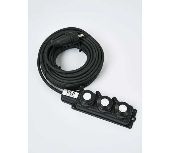 Удлинитель силовой ТОРЭЛЕКТРО серии ВОЛЬТПРОМ КГ 2х1.5, на колодке, 3 гнезда, 1м, без заземления, IP44 ВП975