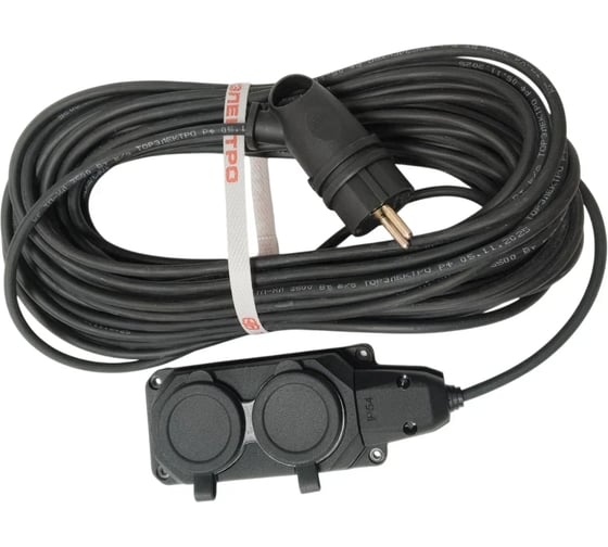 Удлинитель силовой ТОРЭЛЕКТРО серии ВОЛЬТПРОМ КГ 3х2,5 на колодке 2 гнезда 1м с заземлением IP44 ВП971