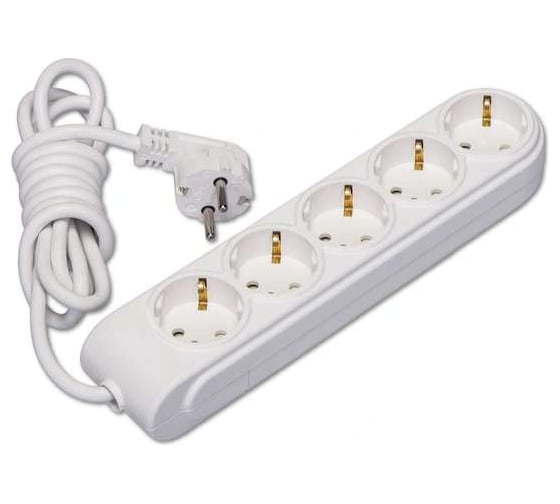 Удлинитель MAKEL 5х2м, с заземлением, 16А, защитные шторки, сечение 3х1.5 N5210034