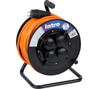 Удлинитель силовой Intro RP4500-2x2, 5-IP44 уличный на пластиковой катушке без заземления 4 розетки 50м ПВС 2х2, 5мм2 Б0072039