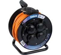 Удлинитель силовой Intro RP4300-2x2, 5-IP44 уличный на пластиковой катушке без заземления 4 розетки 30м ПВС 2х2, 5мм2 Б0072038