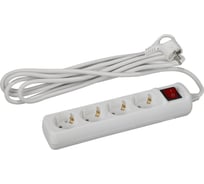 Удлинитель электрический Intro UES430-W с заземлением с выключателем 4 розетки 3 м ПВС 3x0, 75мм2 10А белый Б0060251