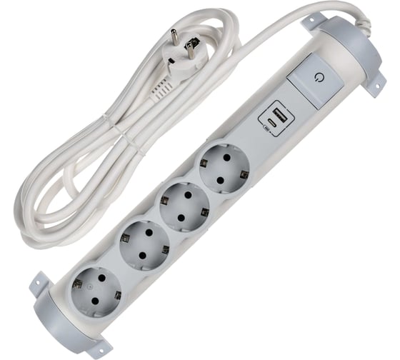 Удлинитель IEK COMFORT У04К 3м 3х1,5мм2 16А USB A+C 20Вт белый 694692