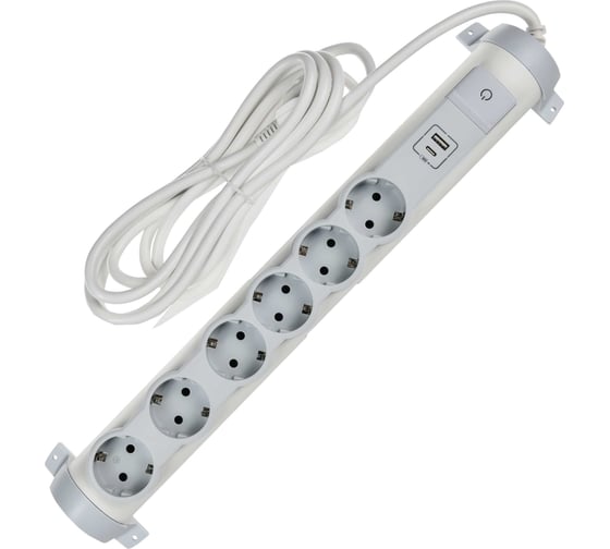 Удлинитель IEK COMFORT У06К 3м 3х1,5мм2 16А USB A+C 20Вт белый 694693