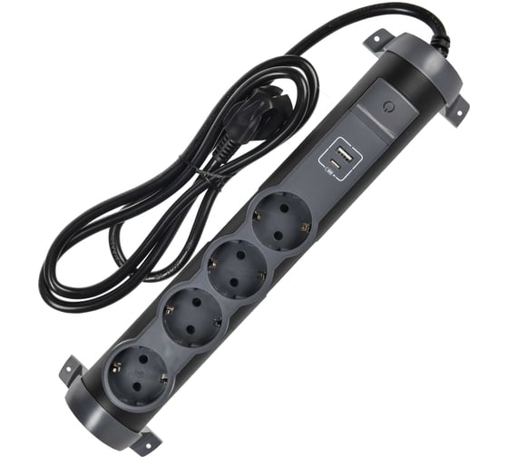 Удлинитель IEK COMFORT У04К 1,5м 3х1,5мм2 16А USB A+C 20Вт черный 694616