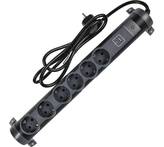 Удлинитель IEK COMFORT У06К 1,5м 3х1,5мм2 16А USB A+C 20Вт черный 694618