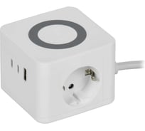 Удлинитель IEK DOMINIC Qi10Вт У02К 1,3м 3х1мм2 USB A+C бел DN-YP31-16-02-01-ZKU-K01