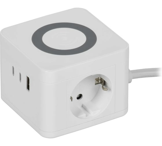 Удлинитель IEK DOMINIC Qi10Вт У02К 1,3м 3х1мм2 USB A+C бел DN-YP31-16-02-01-ZKU-K01