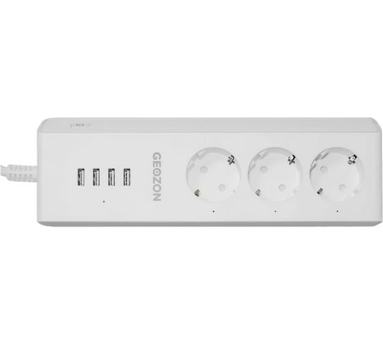 Умный удлинитель GEOZON ES-01 Wi-Fi, AC100-250В, 10А, 3 розетки+4USB GSH-SSS01