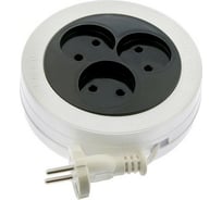 Удлинитель-рулетка TUNDRA 3 розетки, 3 м, 6 А, 1300 Вт, ШВВП 2х0.5 мм², без з/к, белый 2276491