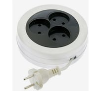 Удлинитель-рулетка TUNDRA 3 розетки, 1.7 м, 6 А, 1300 Вт, ШВВП 2х0.5 мм2, без з/к, белый 2276495