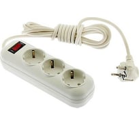 Удлинитель TUNDRA 3 розетки, 3м, 16А, 3500 Вт, ПВС 3х0.75 мм2, с з/к, с выкл., белый 2276532