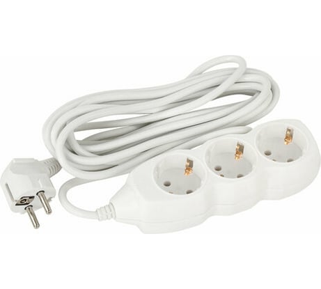 Сетевой удлинитель SONNEN U-135G, 3 розетки, c заземлением, 10 А, 5 м, 511433