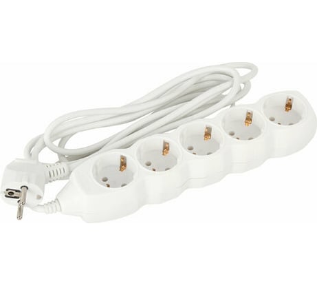 Сетевой удлинитель SONNEN U-153G, 5 розеток, c заземлением, 10 А, 3 м, 511436