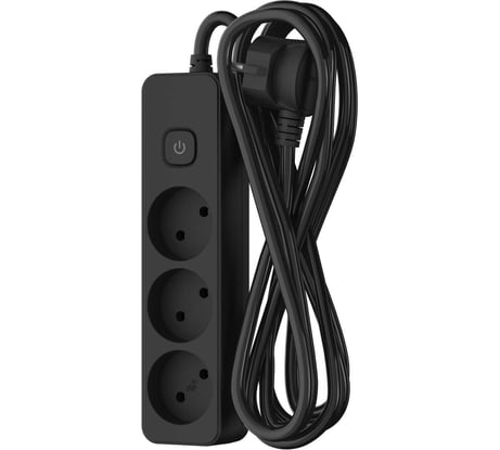 Сетевой удлинитель ФОТОН 10-53S, 5м, 3 розетки, 10А, с выключателем, Черный 24750