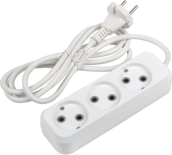 Удлинитель бытовой General Lighting Systems GES-10-2x075-3-7m, 10А, 2х0,75 мм2, 3 места, 7 метров, без заземления 470081