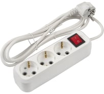 Удлинитель бытовой General Lighting Systems GES-10-3x075-3-3m-S, 10А, 3х0,75 мм2, 3 места, 3 метра, с заземлением 470090