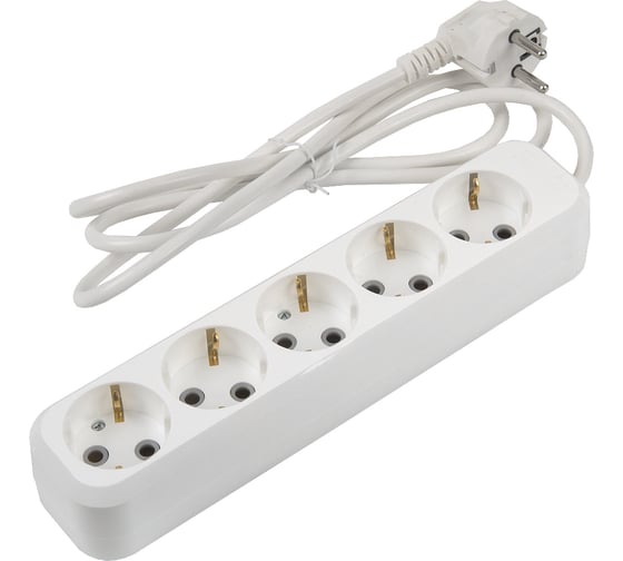 Удлинитель бытовой General Lighting Systems GES-16-3x100-5-1,5m, 16А, 3х1 мм2, 5 мест, 1,5 метра, с заземлением 470097