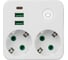 Сетевой фильтр QUMO Power Block Light 4SPBARU (P-0008), 2 розетки, 2500 Вт, 10A, 2 USB-A, 1 USB-C (2,1A Max), цвет белый 56033 2