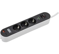 Фильтр сетевой IEK СФ-03К 16А USB A+C 20Вт 1,5м 3х1,5мм2 черный WFP10-16-03-01-ZKU-K02