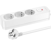 Сетевой фильтр PERFEO REAL HOME 1,0м, 3 розетки, 16А, 3500 Вт, тройная защита, белый 30025603