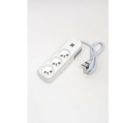 Удлинитель Elbi Myra 3 входа с защитными шторками USB UPS 1м (3x1,5) 527-010201-326