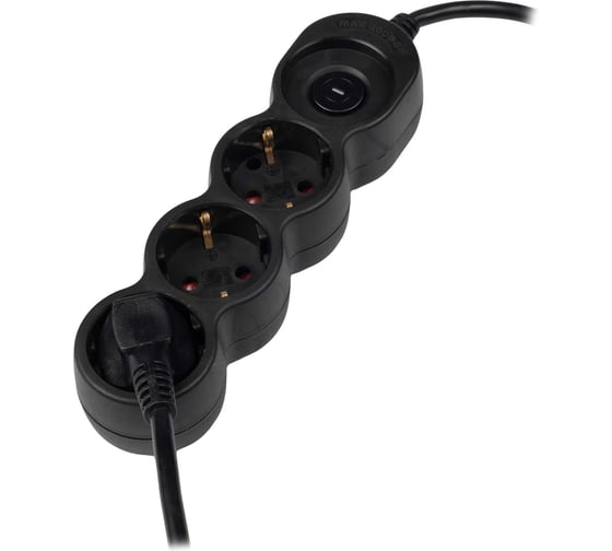 Удлинитель электрический Jazzway EX-03GS-150-bk (3 x 1,5м) 3 розетки, заземление, шторки, выключатель 5075740
