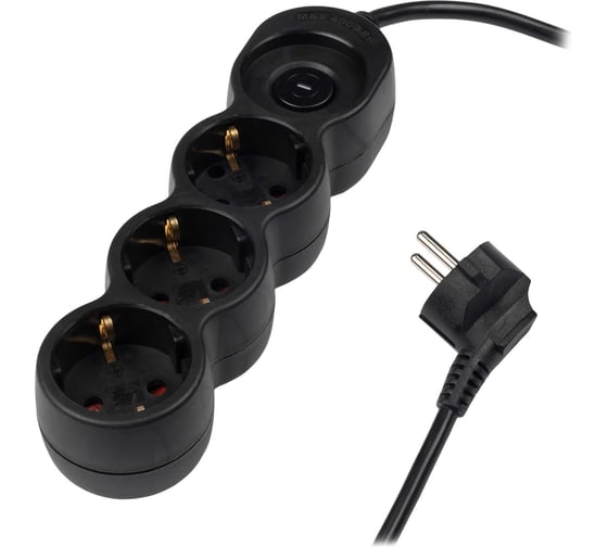 Удлинитель электрический Jazzway EX-03GS-300-bk (3 x 3м) 3 розетки, заземление, шторки, выключатель 5075726