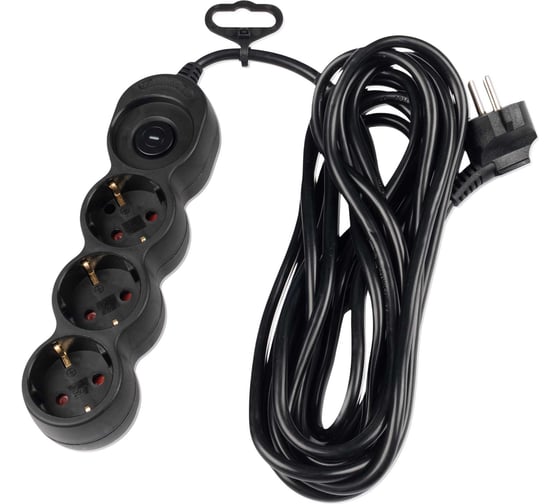 Удлинитель электрический Jazzway EX-03GS-500-bk (3 x 5м) 3 розетки, заземление, шторки, выключатель 5075764