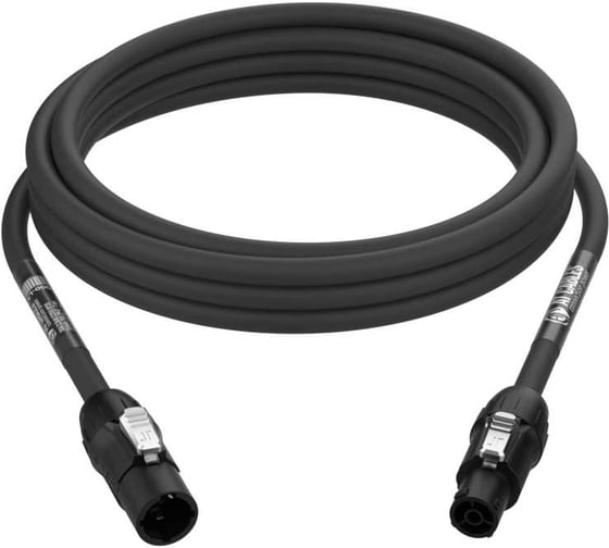 Силовой однофазный удлинитель AT CABLES с разъемами типа powerCON TRUE, 16 Ампер, гибкий кабель в резиновой изоляции H07RN-F 3x2.5, Длина 10 метров. AT Cables PEC-02-D-03-0010-10